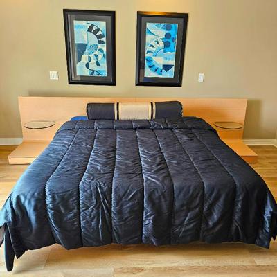 Gorgeous Modern Italian 4 Piece Bedroom Suite - Dresser, Tall Chest Of Drawers, Side Cabinet & King Platform Bed With Built In Side...