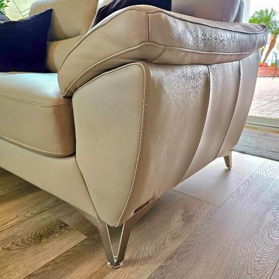 ABBYSON Cadence Top Grain Leather Sofa, Loveseat & Easy Chair Living Room Group.