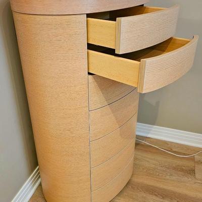 Gorgeous Modern Italian 4 Piece Bedroom Suite - Dresser, Tall Chest Of Drawers, Side Cabinet & King Platform Bed With Built In Side...