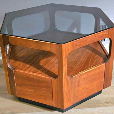 MCM Walnut Side Table Designed By John Keal For Brown Saltman.