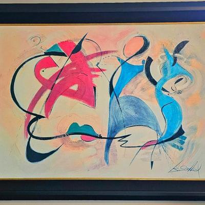 Abstract Jazzy Art Piece "Red Hot And Blue Strut" By Alfred Gockel. 
