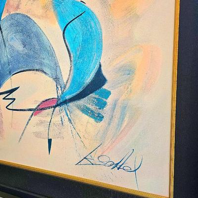 Abstract Jazzy Art Piece "Red Hot And Blue Strut" By Alfred Gockel. 