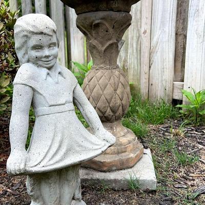 Concrete Birdbath And Statue