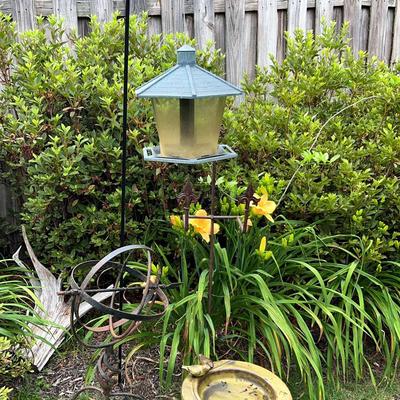 Metal Yard Items And Bird Bath