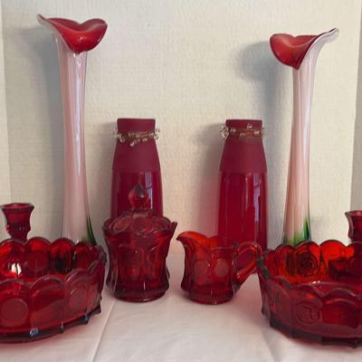 Fostoria Glass Ruby Red Pieces 