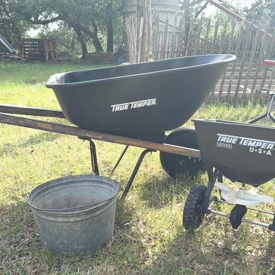 True Temper Wheel barrel & Furtilizer + Galvanized bucket 