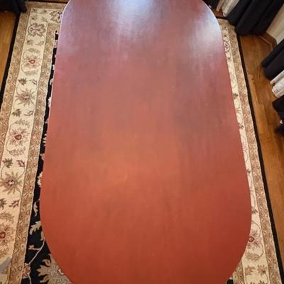 Long Oval Red Painted Dining Table