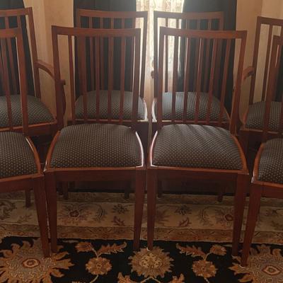 Set Of 8 Modern Teak High Back Dining Chairs