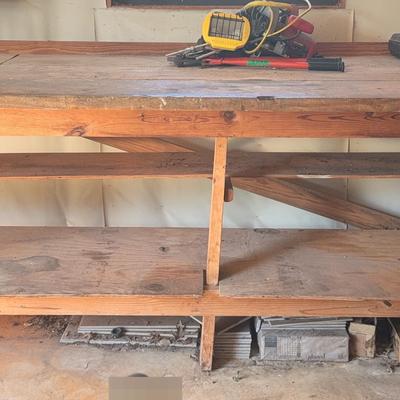 10 ft. Wooden Shop/Work Table - Tools on top NOT INCLUDED 