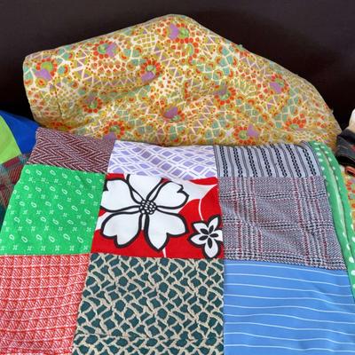 Vintage Handmade Lightweight Patchwork Feedsack Quilts, And Throws
