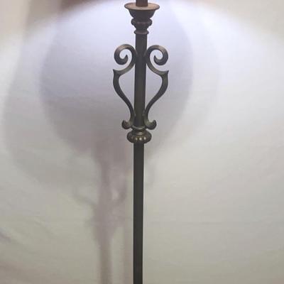 Wrought Iron Floor Lamp W/Burgundy Shade Lot 2