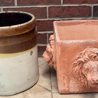 2 Outdoor Pots - both heavy, made of concrete 