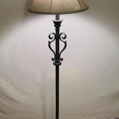 Wrought Iron Floor Lamp W/Beige Shade Lot 1