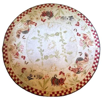 5’7” Round Roosters Rug 