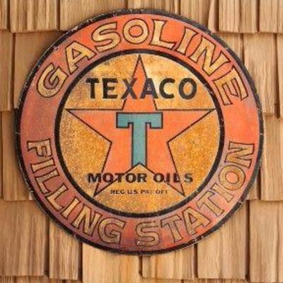 Texaco T Motor Oils Round Advertising Sign 25.5 "