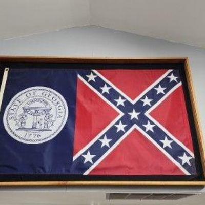 Large Framed Georgia Flag 1956-2001 Confederate Flag