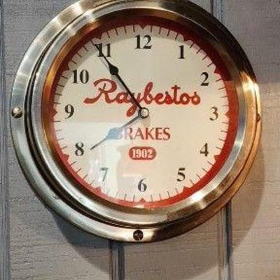 Vintage Raybestos Brakes Advertising Clock 1980's Stainless 9"