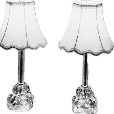 Pair Of Cut Glass Column Table Lamps