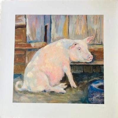 Limited Edition Print Of Pig - Signed By Darien Artist, Britt Bair - # 2 Of 2