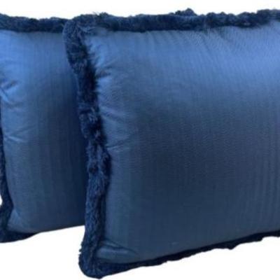 Decorative Blue Throw Pillows With Herringbone Pattern