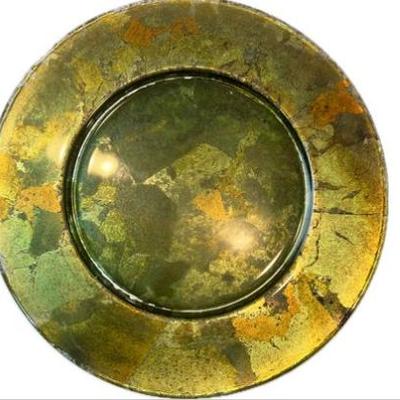 Decorative Glass 12" Iridescent Design Serving Plate Charger