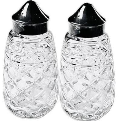 Sale Photo Thumbnail #16: Waterford Cut Crystal Salt & Pepper With Silver Plate Lids - Signed "Waterford"