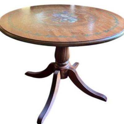 Sale Photo Thumbnail #34: Beautiful, Vintage, Hand Painted Table - Lovely Floral Design On Top & Base - Excellent Condition