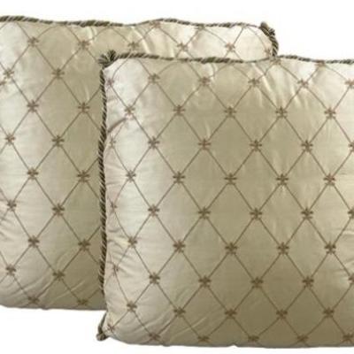 Pair Of Decorative Silk Pillows With Fleur-de-lis Pattern - Great Condition!