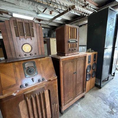 Vintage Wood Case Radio Cabinets