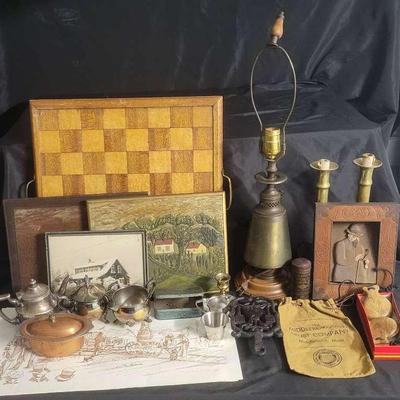 Vintage Lamp And Wooden And Metal Decor