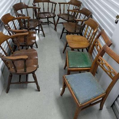 9 Chairs: Set Of 6 Table Chairs, 2 Vintage By Wisconsin Chair Co., & More