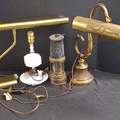 Vintage Lighting – Victorian Desk Lamp, Milk Glass, Miners Lantern & More