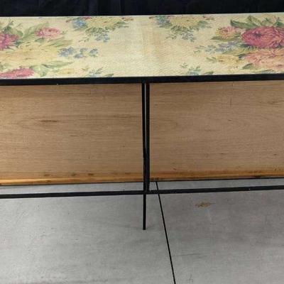 Long Wrought Iron Sofa Table w/ Glass Cover