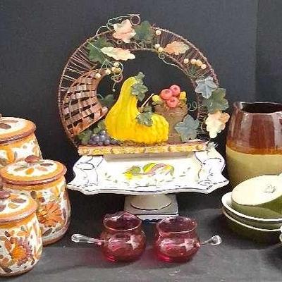 Vintage 4-Piece Cermaic Italian Canisters And More Decor
