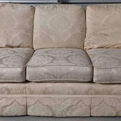 Thomasville Cream Damask Upholstered Sofa