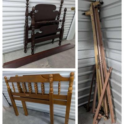 2 Twin Headboard/Footboard Frames w/Rails: One Mahogany One Van Stee Corp