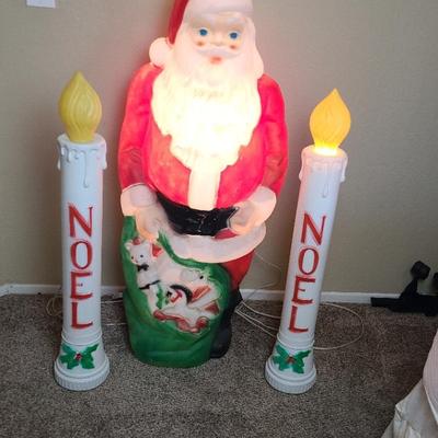 Vintage Santa Clause and 2 Noel Lamps