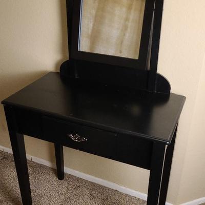 Vanity Mirror and Drawer On Wooden Stand