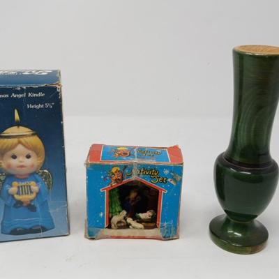 Christmas Decor And A Wood Vase