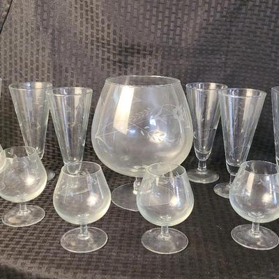 Crystal Wine Glasses, Pitcher, and Goblets