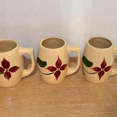(3) Watt Pottery Starflower Mugs