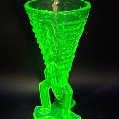 Rosice #1948 Czech Art Deco Blue Glass Rocket Vase