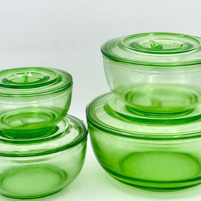 (4) Hocking Refrigerator Bowls with Ultraviolet Glow
