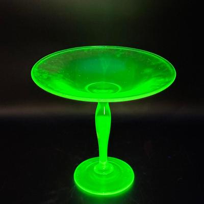 Vintage Uranium Glass Compote Dish