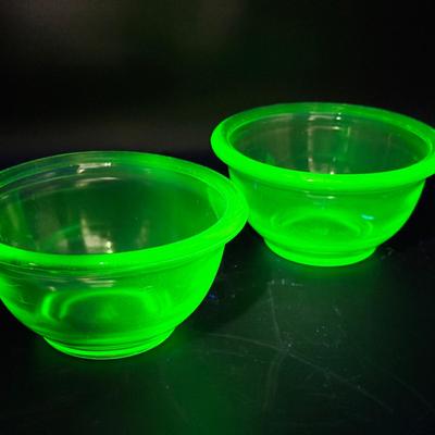 (2) Uranium Glass Portion Bowls