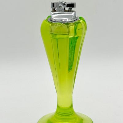 Viking Uranium Glass Pedestal Table Lighter