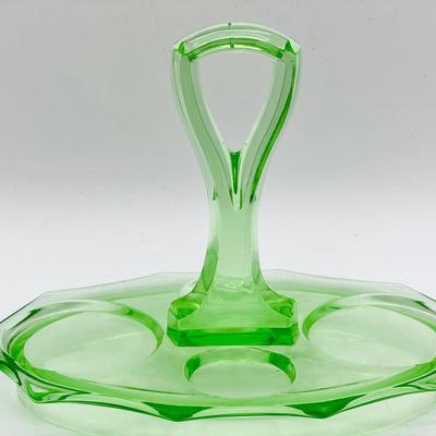 Vintage Green Depression Glass Bridge Set