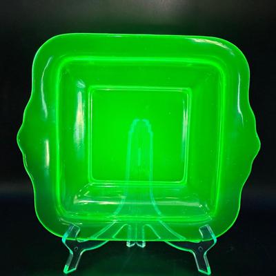 Shallow Green Depression Glass Platter