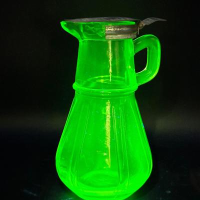Hazel Atlas Syrup Pitcher Dispenser Uranium Glass