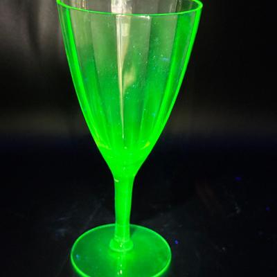 Uranium Glass Wine Goblet – Paneled Bowl Design
